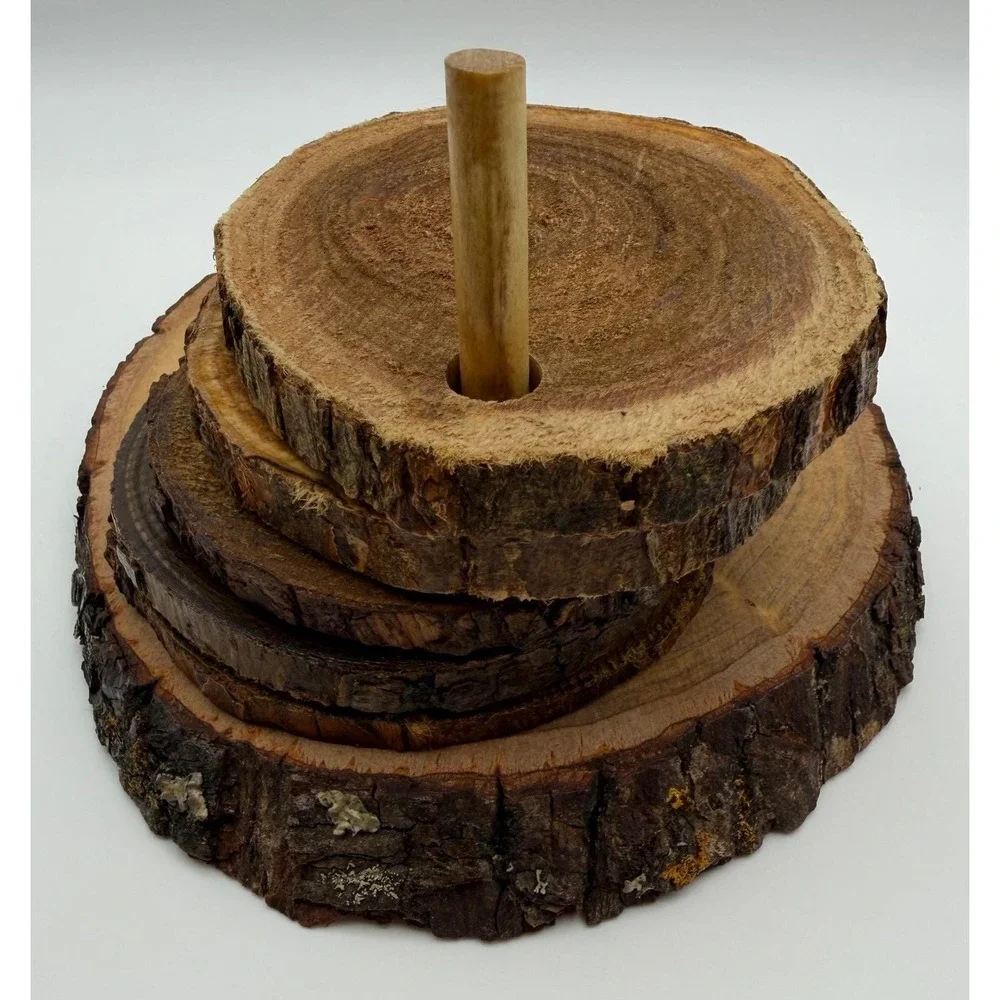 Route 66 Live Edge Wood Coaster Set with Holder‎ Rustic Americana Decor 5 Piece